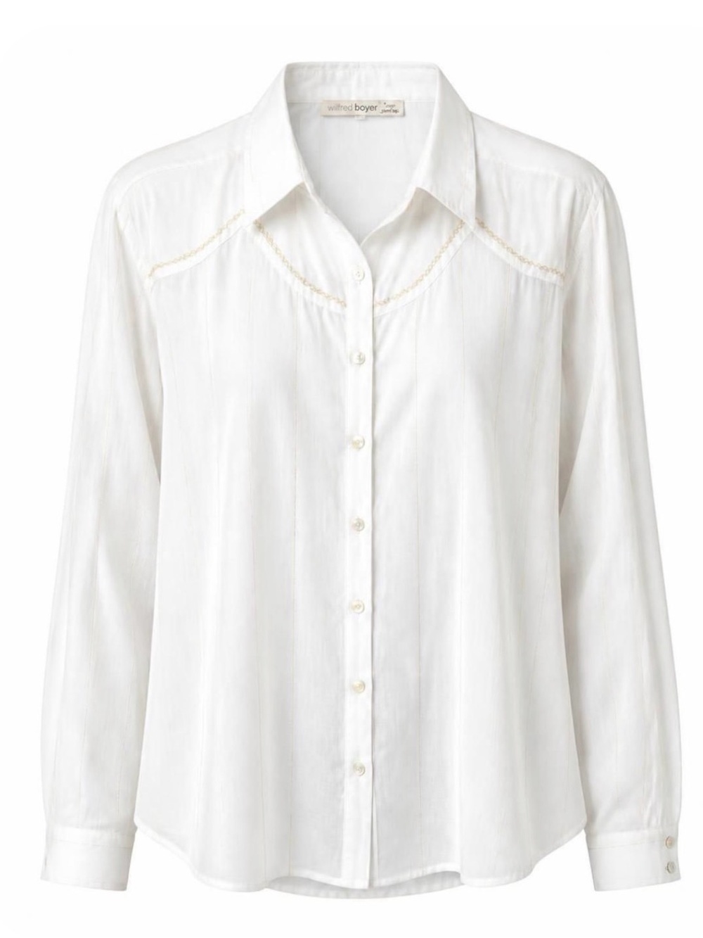 Subtle Luxury White Long-Sleeve Button-Up cowboy western style Shirt size M/L